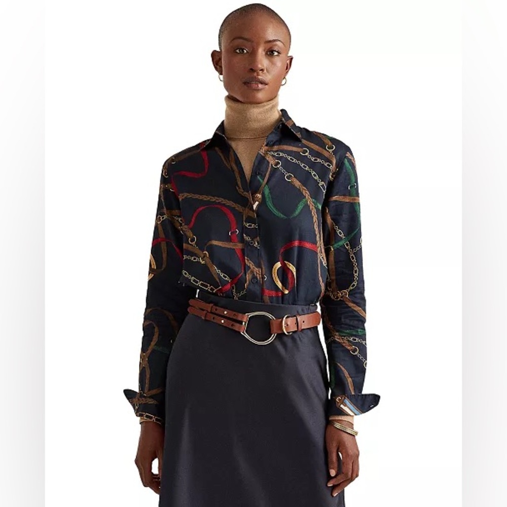 NOT FOR SALE Lauren Ralph Lauren Cotton Sateen Equestrian Button Down Large